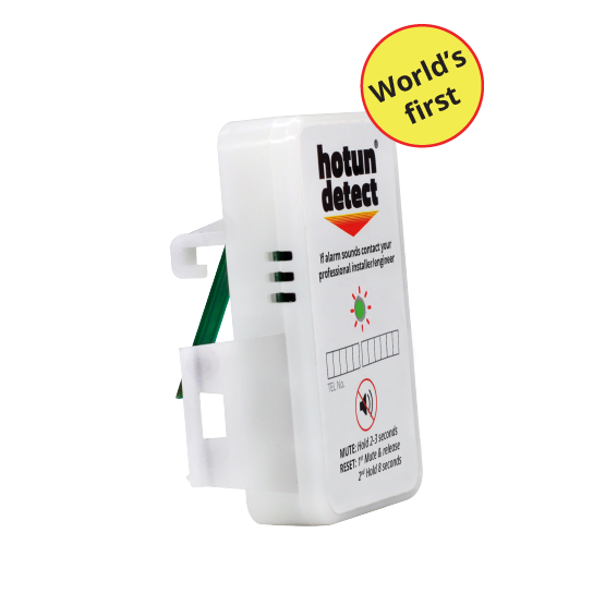 Hotun detect device with 'World's first' label on a white background

Hotun Alarm unit for dry trap tundish (White)

Heating Engineer Supplies