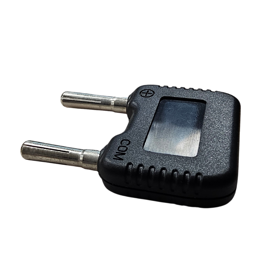 Black electronic device with two metallic prongs on a white background

Socket & See 4MM K Type Adaptor

Electrical testing tools at Heating Engineer Supplies Ltd, Patrickswell