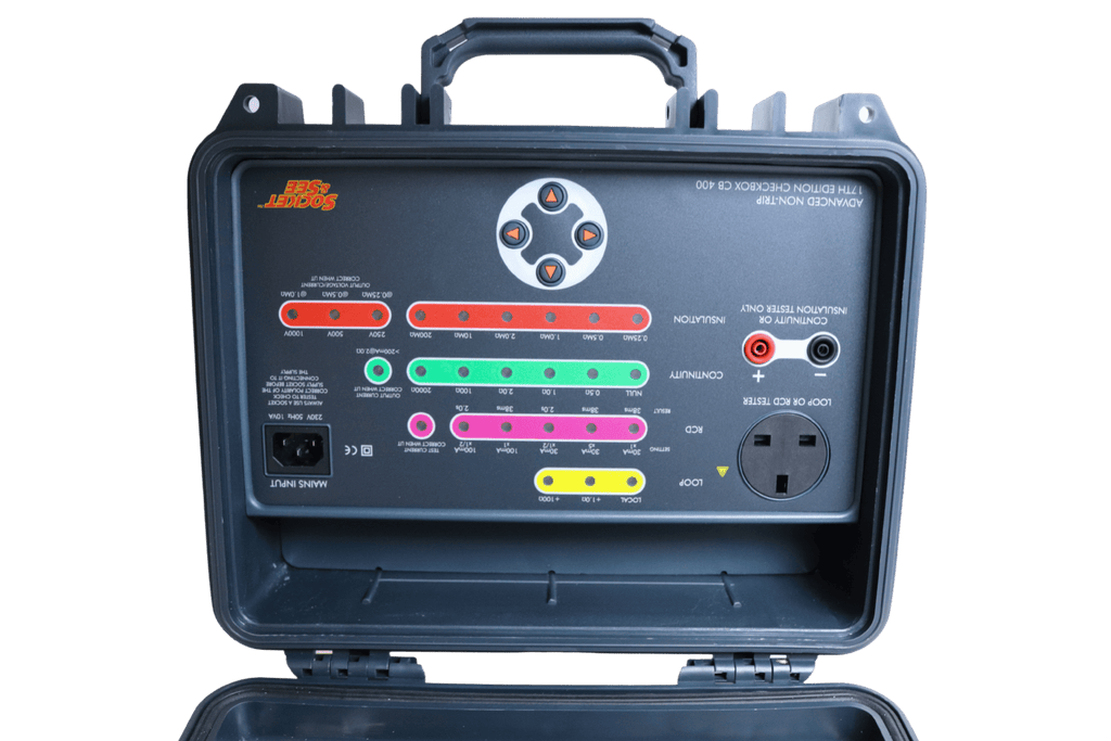 Portable electronic device with control panel and power outlet on a transparent background