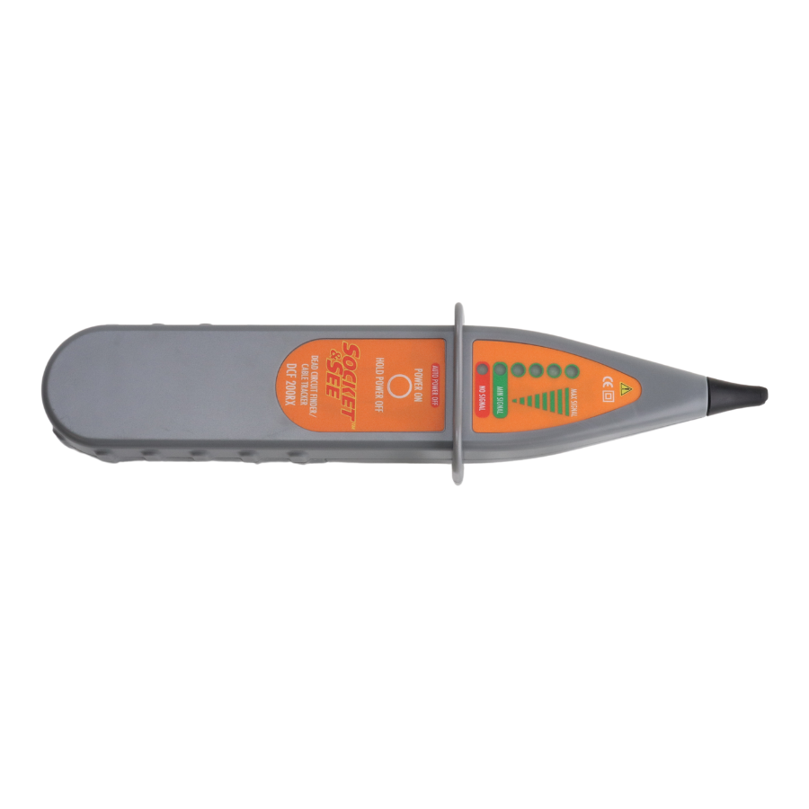 Electrical tester with orange display on a white background