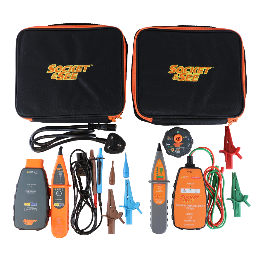 Socket & See electrical testing kit with tools and carrying cases on a white background

Electrical testing tools at Heating Engineer Supplies