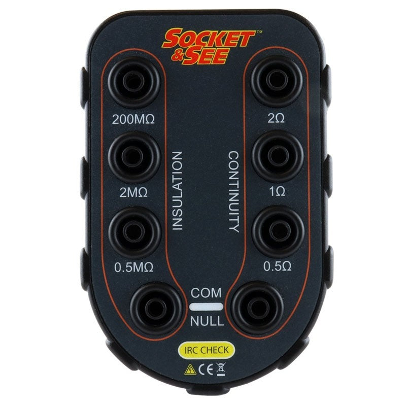Socket & See multimeter with various resistance measurement points on a white background
Socket & See IRC Check Calibration Checkbox
Circuit Tester, electrical testing equipment at Heating Engineer Supplies