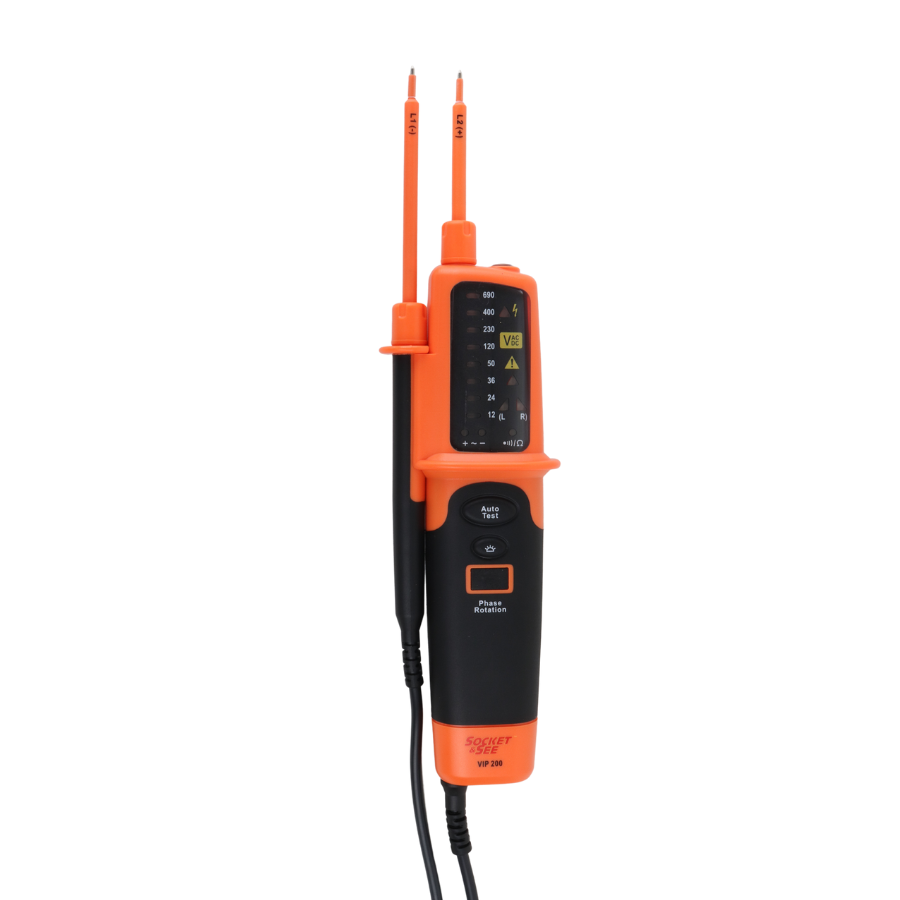 Orange and black electronic device with antennas on a white background