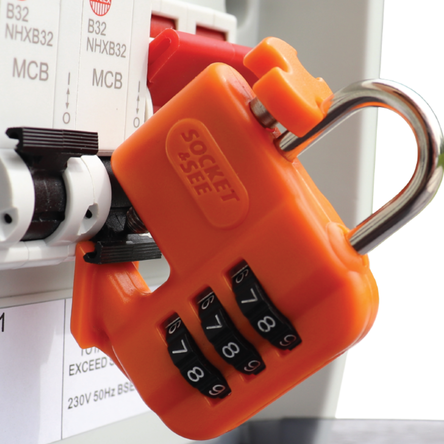Orange combination lock attached to a electrical panel

Socket & See MCB Lock Off Device

Socket & See Electrical Testing Tools

Socket & See Electrical Accessories

Professional Electrical Engineer Equipment at Heating Engineer Supplies, Patrickswell, Co. Limerick