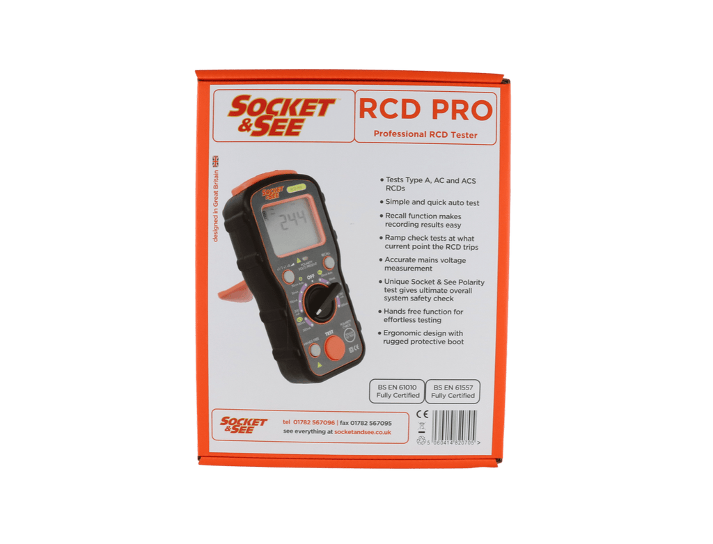 Box of Socket & See RCD Pro electrical tester 

Socket & See Professional RCD Tester

Socket & See Electrical Testing Tools at Heating Engineer Supplies

Socket & See Electrical Testing Accessories at Heating Engineer Supplies

Trade supplies Limerick
