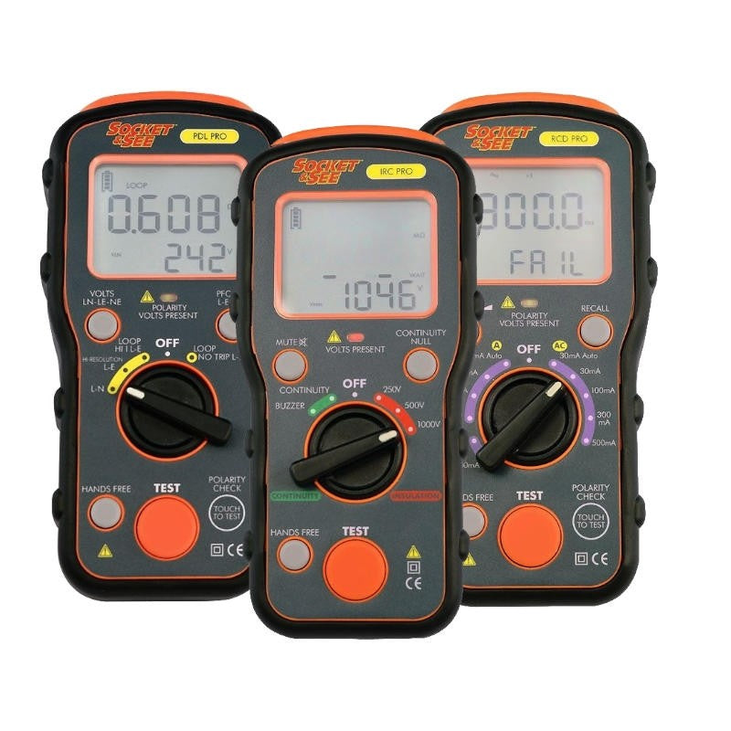 Socket & See SFT Pro Kit

Socket & See Electrical Testing Tools at Heating Engineer Supplies

Socket & See Electrical Testing Accessories at Heating Engineer Supplies

Trade supplies Limerick

Three digital multimeters with display screens on a white background