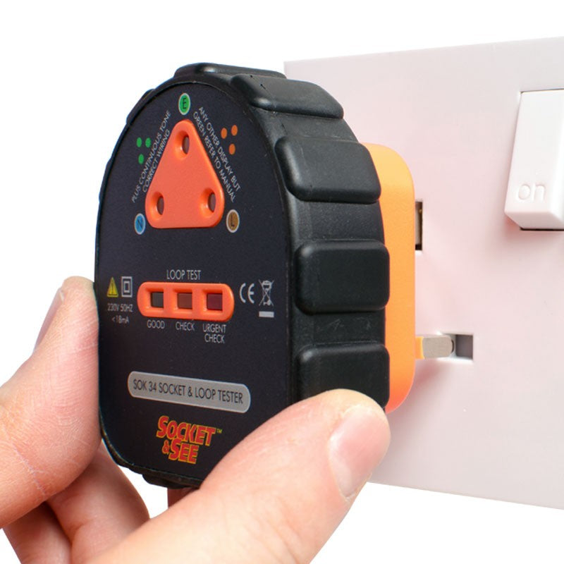 Socket-4-Ease electrical tester being used on a wall socket.

Socket & See SOK34 Easy Socket and Earth Loop Tester

Socket & See electrical testing tools at Heating Engineer Supplies
