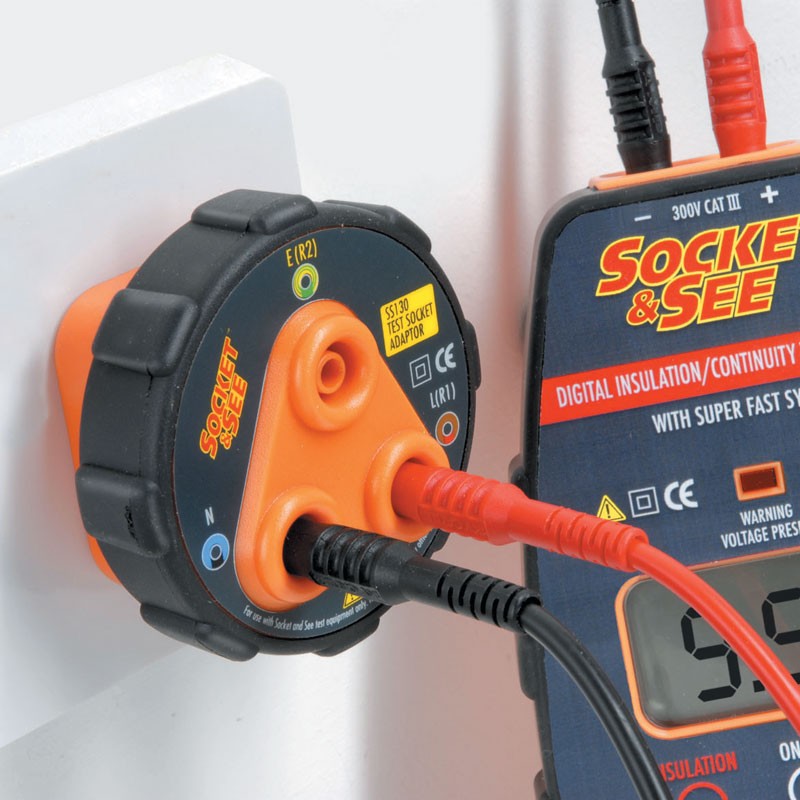 Socket & See SS130 Socket Adaptor - Electrical Testing Equipment at Heating Engineer Supplies (in use)