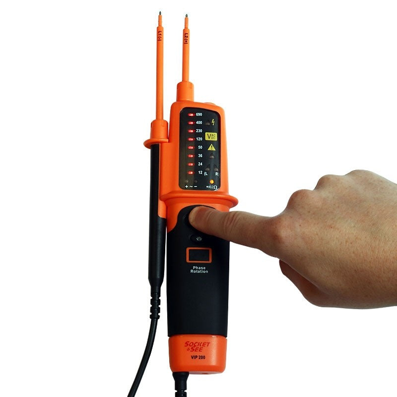 Orange electrical tester with a hand pressing a button on a white background

Socket & See VIP200 2-Pole Voltage Indicator

Socket & See Electrical Testing Tools at Heating Engineer Supplies

Socket & See Electrical Testing Accessories at Heating Engineer Supplies

Trade supplies Limerick