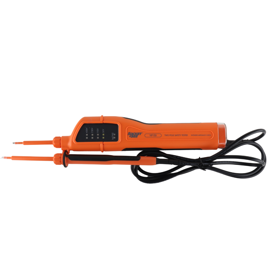 Orange multimeter with probes on a white background

Socket & See VIP ESI 2-Pole Voltage Indicator

Socket & See Electrical Testing Tools at Heating Engineer Supplies

Socket & See Electrical Testing Accessories at Heating Engineer Supplies, Limerick

Trade supplies Limerick
