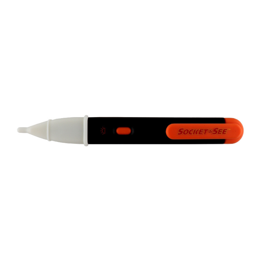 Pen-like device with a white tip and black body featuring 'Socket & See' branding on a white background

Socket & See VVD Pro Non Contact Voltage Detector

Socket & See Electrical Testing Tools at Heating Engineer Supplies

Socket & See Electrical Testing Accessories at Heating Engineer Supplies

Trade supplies Limerick
Trade supplies Ireland