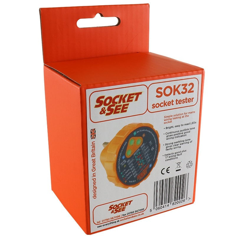 Orange packaging of Socket & See SOK32 socket tester on a white background

Socket & See SOK32 Professional Socket Tester

Socket & See Electrical Testing Tools at Heating Engineer Supplies

Socket & See Electrical Testing Accessories at Heating Engineer Supplies, Patrickswell

Trade supplies Limerick