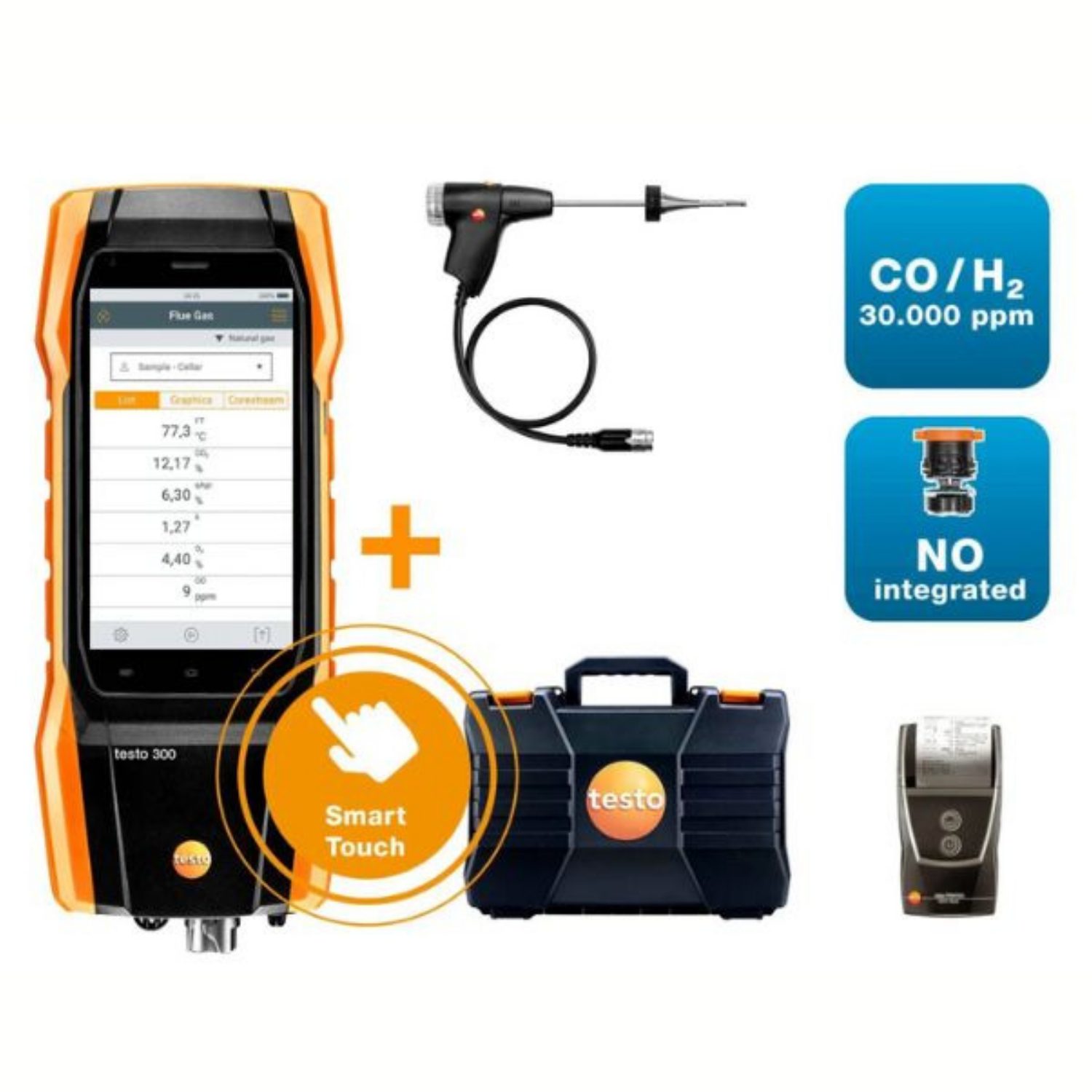 Testo 300LL Long Life Flue Gas Analyser Printer Kit