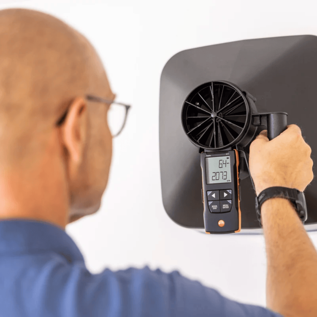 Person using a digital anemometer to measure wind speed on a white background

Testo 417 Kit 1 Compact Class 100mm Vane Anemometer with Funnel Set and Case

Testo at Heating Engineer Supplies

Trade supplies Limerick
Trade supplies Ireland
Heating Engineer Supplies Limerick
Heating Engineer Supplies Cork
Heating Engineer Supplies Dublin
Heating Engineer Supplies Galway
Heating Engineer Supplies Ireland