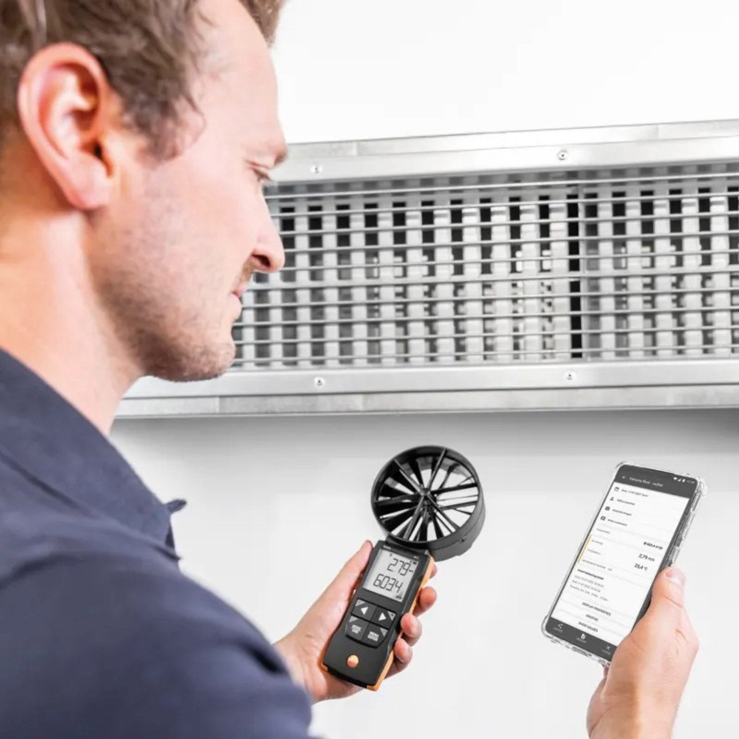 Person using a handheld device and smartphone to check an air conditioning unit.

Testo 417 Compact Class 100mm Vane Anemometer

Testo at Heating Engineer Supplies

Trade supplies Limerick
Trade supplies Ireland
Heating Engineer Supplies Limerick
Heating Engineer Supplies Cork
Heating Engineer Supplies Dublin
Heating Engineer Supplies Galway
Heating Engineer Supplies Ireland

Handheld anemometer with digital display on a white background