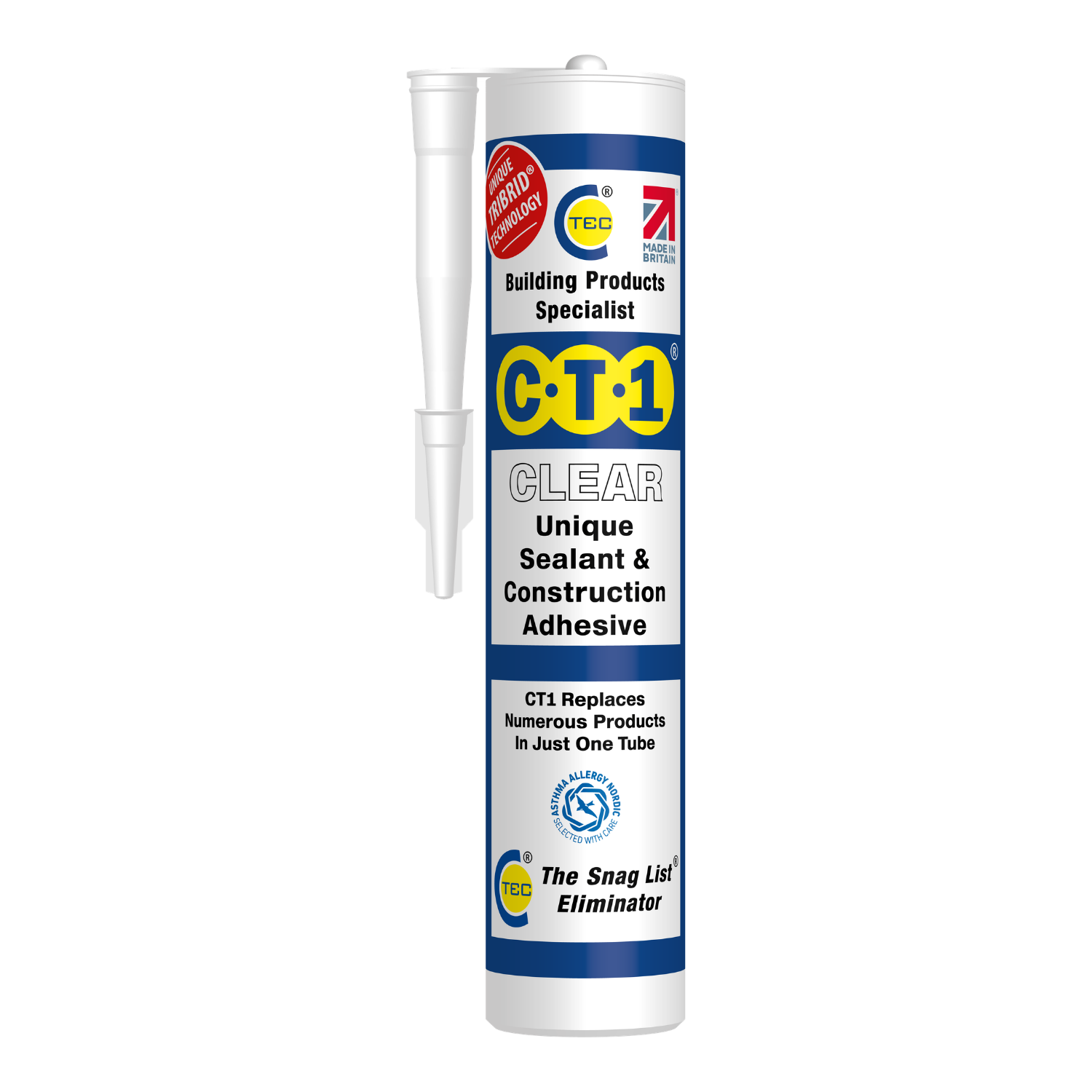 Tube of CT1 clear sealant and construction adhesive with branding and product details.

C-Tec CT1 Clear TRIBRID® Multi Purpose Sealant & Adhesive - 290ml
Heating Engineer Supplies, Patrickwell, County Limerick
