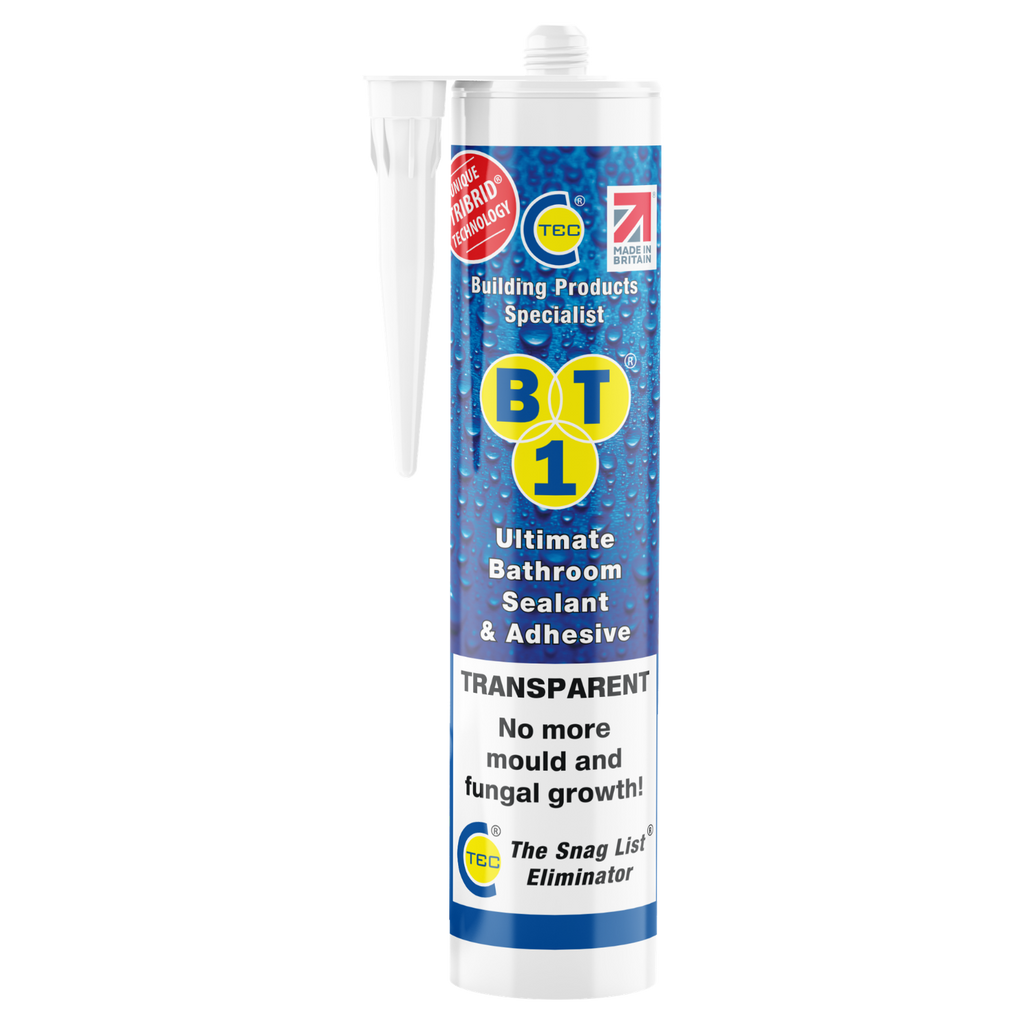 Bathroom sealant and adhesive tube labeled 'BT1' in transparent color.
C-Tec BT1 Transparent TRIBRID® Multi Purpose Sealant & Adhesive - 290ml

Building Products Specialist

Ultimate bathroom sealant & ahesive - transparent

Heating Engineer Supplies Patrickswell, Limerick