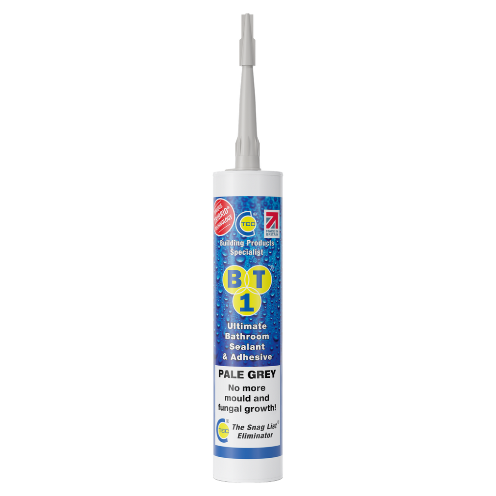 Bathroom sealant and adhesive tube labeled 'BT1' in pale grey color.
C-Tec BT1 Pale GreyTRIBRID® Multi Purpose Sealant & Adhesive - 290ml

Building Products Specialist

Ultimate bathroom sealant & ahesive - pale grey

Heating Engineer Supplies Patrickswell, Limerick