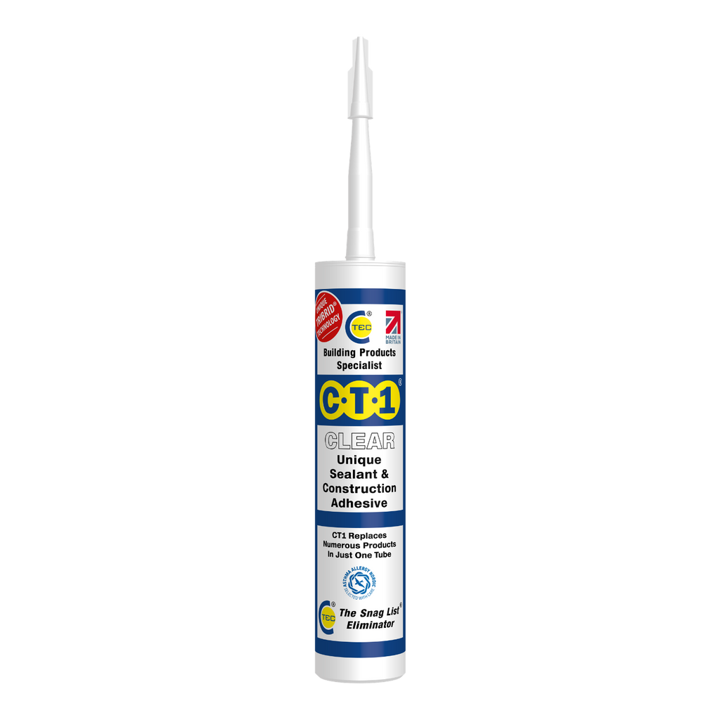 Tube of CT1 sealant and construction adhesive 

Tube of CT1 clear sealant and construction adhesive with branding and product details.

C-Tec CT1 Clear TRIBRID® Multi Purpose Sealant & Adhesive - 290ml
Heating Engineer Supplies, Patrickwell, County Limerick