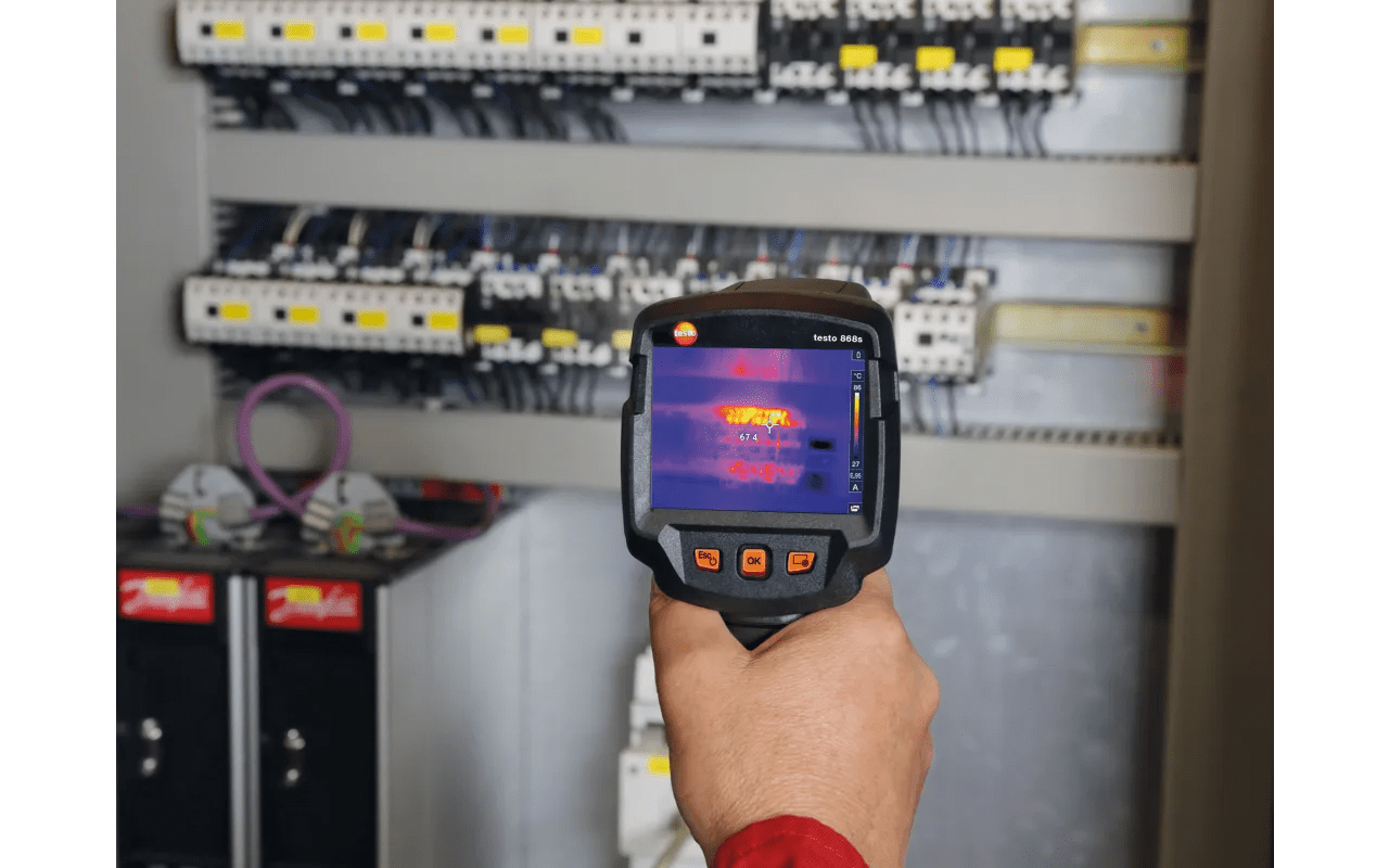Thermal imaging device being used on electrical panel

Testo 868s Thermal Imaging Camera

Testo at Heating Engineer Supplies

Trade supplies Limerick
Trade supplies Ireland
Heating Engineer Supplies Limerick
Heating Engineer Supplies Cork
Heating Engineer Supplies Dublin
Heating Engineer Supplies Galway
Heating Engineer Supplies Ireland